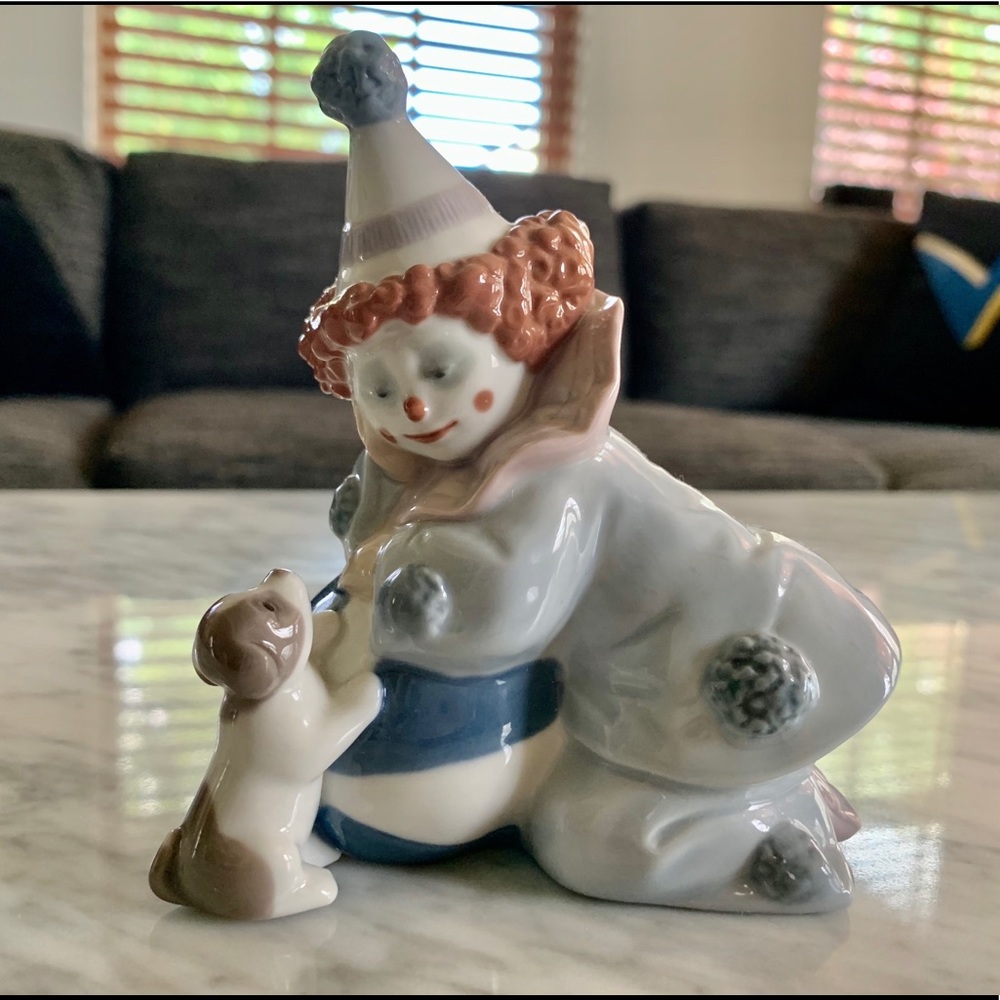 Lladró Pierrot Clown with Dog